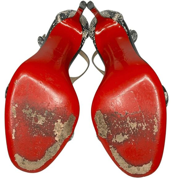 Christian Louboutin Athena Alta 100 Python Snake Heel T-Strap Sandals Size 37 - Picture 9 of 10